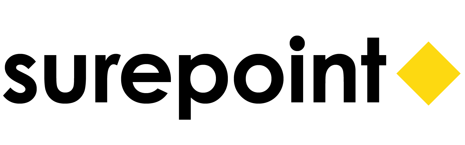 SurePoint™ logo with bold black text and yellow diamond icon, symbolizing precision in diagnostics and reporting.