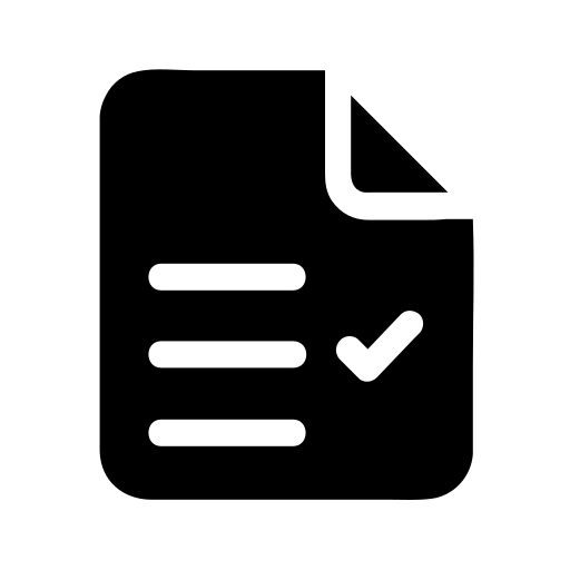 Document icon with checklist, representing data standardization and structured information handling.