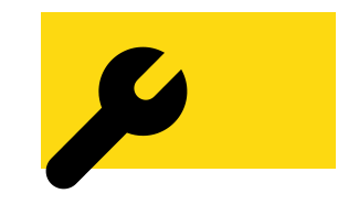 Wrench icon on yellow background, symbolizing customized configuration options.